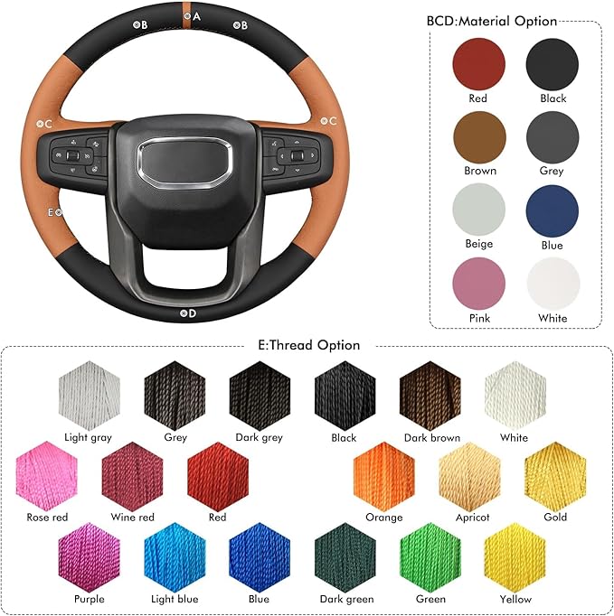MEWANT Steering Wheel Cover for GMC Sierra Steering Wheel Cover for GMC Sierra 1500 / Sierra 1500 Limited/Sierra 2500 / Sierra 3500/ Yukon (XL) Hive Microfiber Leather