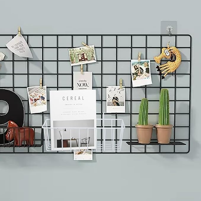 10 Pack Wall Grid Panel Hanging Wire Basket, Metal Wall Storage and Display Basket, Grid Wall Storage Basket for Kitchen, Hom