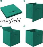 Casafield Set of 6 Collapsible Fabric Cube Storage Bins, Teal - 13" Foldable Cloth Baskets for Shelves, Cubby Organizers & Mo