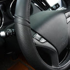 Car Pass Classical Leather Automotive Universal Steering Wheel Covers,Universal Fit for Suvs,Trucks,Sedans,Cars,Vans,14.5-15i