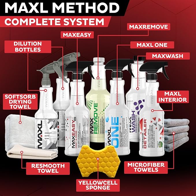 MAXL® Method Complete System 10 Premium Auto Detailing Solution Bundle - All-in-One Car Detailing Kit for Deep Clean, Paint P