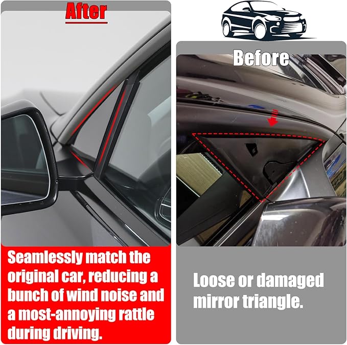 Jaronx Compatible with Tesla Mirror Triangle Cover Model 3 2017-2024, 1130655-00-D Model 3 Driver Side Mirror Triangle Trim, A-Pillar Applique Mirror Triangle Panel Trim For Tesla Model 3 Accessories