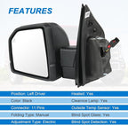 JDMSPEED Left Driver Side View Mirror Compatible with 2015-2020 Ford F150 with Power Glass Heated Puddle Lights Clearnce Lamp