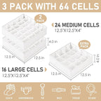 Criusia 3 Pack Sock Underwear Drawer Organizer Dividers, 64 Cell Fabric Foldable Cabinet Closet Organizers and Storage Boxes 