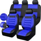 CAR PASS Leather 3D Foam Back Support Car Seat Covers Full Set Air Mesh Automotive Seat Covers, All Season Car Seat Cover Fit