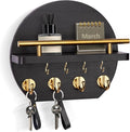 Nekon Key Holder for Wall - 9.8 Inch Apartment Wall Decor with Shelf and 8 Key Hooks, Circular Wood Key Hanger for Home Decor