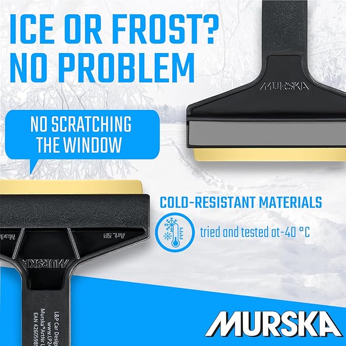 Car Ice Scraper Brass Blade - Fast, Effortless, efficient & Easy - Brass Ice Scrapers for Car Windshield Ice Scraper - Brass Ice Scraper for Car - Original Murska from Europe - Winter A053 Black Gray