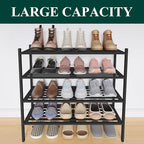 Smiry Bamboo Shoe Rack 4-Tier, Stackable Wooden Shoe Organizer for Entryway & Closet, Free Standing Wood Shoe Storage Shelf f