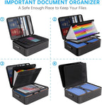 ENGPOW Fireproof File Organizer Bag with 13 Colorful Pockets Accordion File Folder,5200℉ Document Organizer Box with Lock&Lab