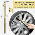 Tallew 10 Pack Tire Pressure Gauge Heavy Duty Air Pressure Tire Gauge Dual Head Semi Truck Tire Pressure Gauge Range 10-150 PSI, Extended Tube Tire Gauge Suitable for Semi Truck, and Bus (Gold)