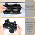 Car Sunglasses Holder for Sun Visor, Button Leather Eyeglass Hanger and Interior Storage Box