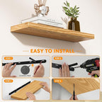 Floating Shelves for Wall Rustic Farmhouse 24 Inch Floating Shelf Wooden Shelves for Wall Pine Wood Shelf with Unique Natural