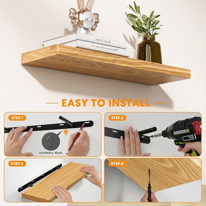Floating Shelves for Wall Rustic Farmhouse 24 Inch Floating Shelf Wooden Shelves for Wall Pine Wood Shelf with Unique Natural