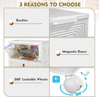 CTSNSLH 4 Tier Plastic Storage Bins and Boxes Organizer - Stackable with Lids for Bedroom, Living Room, Office - Foldable Con