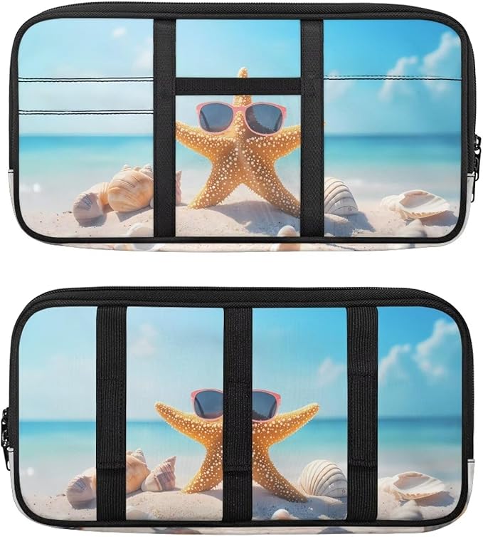 Funny Starfish Car Sun Visor Organizer with Card Holder Car Visor Organizer Fashion Cars Accessories Easy to Store Universal for SUV Truck Van