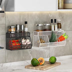Multifunctional Metal Wire Hanging Basket Wall Organizers Accessory For Kitchen And Living Room With 3 Storage Grids