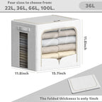 FHSQX 3 Pack Clothes Storage Bins Foldable Metal Frame Storage Box Stackable Linen Fabric Container Organizer Set with Carryi