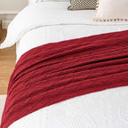 BATTILO HOME Red Throw Blanket Large Fringe Fall Throw Knitted Bed Throws for Couch Sofa Indoor Outdoor, Red, 52 x 80 in.