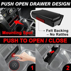 Muslogy Console Storage Drawer Compatible with Toyota 4Runner 2014-2022 2023 2024 Accessories Center Console Organizer Insert Cubby Storage Box With Anti-Slip Mat (One-Touch Self-Locking Mechanism)
