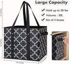 WISELIFE Reusable Grocery Bags 6-Pack Foldable Washable Large Storage Bins Basket Water Resistant Shopping Tote Bag Black