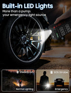 Smart Tire Inflator Portable Air Compressor, APP Control Air Pump For Car Tires, 10000mAh, 4X Faster 150PSI Bike Pump with All-in-One Storage, LED Light & Auto Shut-Off for Motorcycles