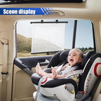2PCS Car Side Window Sun Shade for Baby/Kids- 18"×14" Retractable Roller Car Window Shade with Suction Cups - Blocks Heat and UV Rays Glare Protection- Baby Travel Accessories for Cars (White)