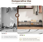 2 Tier Shoe Rack, Shoe Organizer Sturdy Metal for Entryway, Garage, Shoe Shelf Stand for Small Space, Stackable, Black