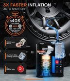 Tire Inflator Portable Air Compressor, SuperBars 3X Faster Air Pump with APP, 160PSI 48LPM Electric Tire Pump with 10400mAh Battery, 45W Faster Charging, Tire Inflator for Car SUV Pickup RV MPV Truck
