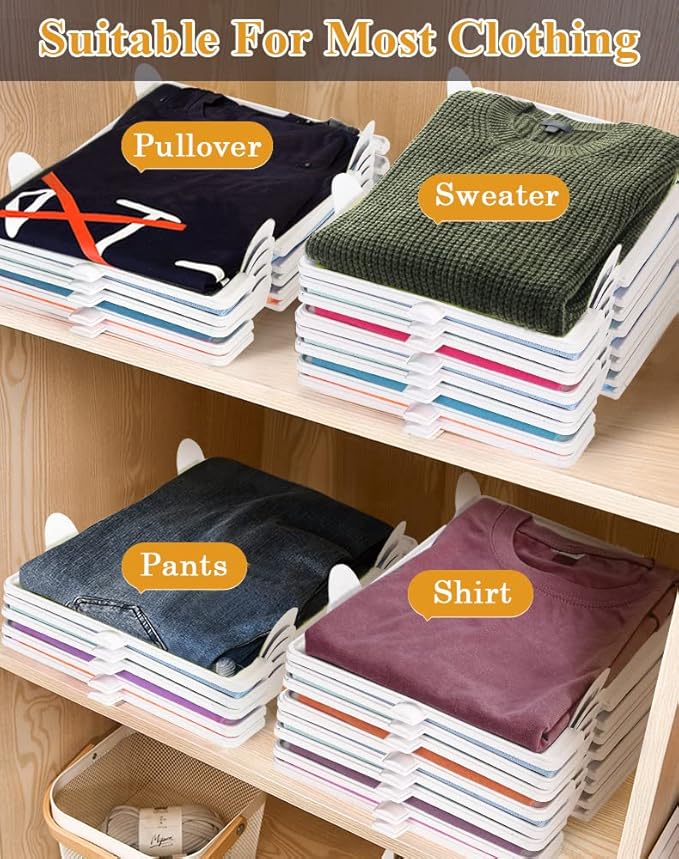 Accenter Tshirt Organizer for Clothes Storage, Stackable Closet Organizer with Easy Access, Shirt Folder Board, Sturdy and Du
