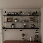 Industrial Pipe Shelving Rustic Black Pipe Wall Shelves Industrial Shelves with Wood Planks Floating Shelves 60 Inch Farmhous