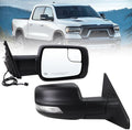 Right Passenger Side Mirror Compatible With 2019-2026 Ram 1500 With Manual Folding Power Glass Heated Turn Signal Puddle Light Matte Black Replace#5ZK42KARAH (8Pins)