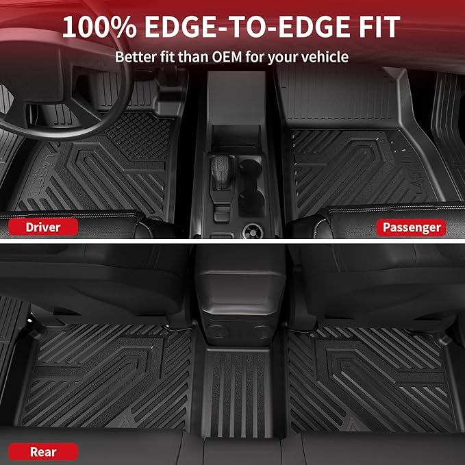 LASFIT Floor Mats & Trunk Mat for Honda Accord Sedan 2026 2025 2024 2023 (Gasoline & Hybrid), All Weather TPE Floor Liners 1st & 2nd Row & Cargo Mat Full Set, Black