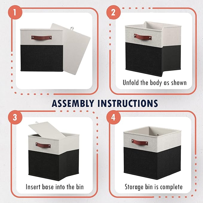 Ornavo Home 13 x 13 Storage Cube Bins, Foldable Collapsible Fabric Storage Bins Box Linen Shelf Basket Cube Organizer for Clo