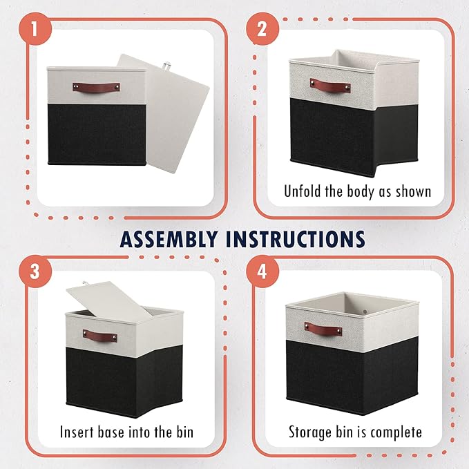 Ornavo Home 11 x 11 Storage Cube Bins, Foldable Collapsible Fabric Storage Bins Box Linen Shelf Basket Cube Organizer for Clo
