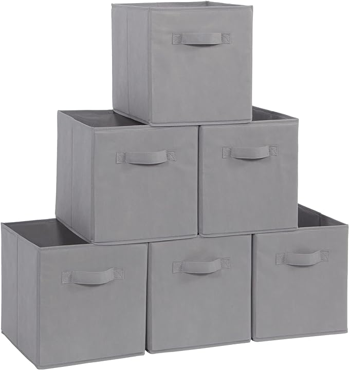 Storage Cubes - STORAGE MANIAC, 11 Inch Collapsible Storage Bins with Handles, 6 Pack Fabric Foldable Bins for Organization, 