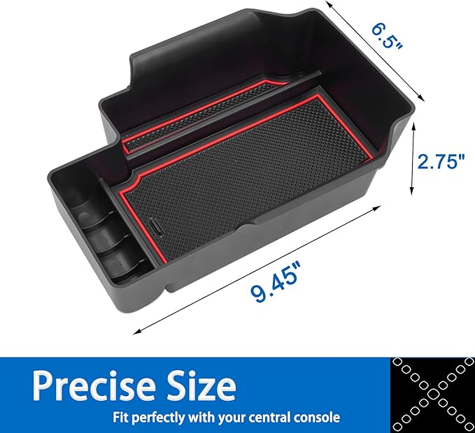 JDMCAR Compatible with Center Console Tray Chevy Colorado/GMC Canyon Accessories 2015-2020 2021 2022 - Red Trim