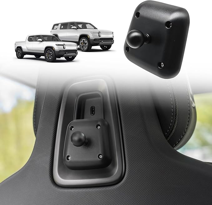 BestEvMod Seat Back Second Row Anchor 1/4 Screw Mount Phone Holder Tablet Compatible with 2022-2025 2026 Rivian R1T&R1S Backseat fits All Phones&Android 360° Adjustable (17mm Ball Joint Only)