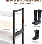 4-Tier Shoe Rack for Closet & Entryway, Stackable Shoe Organizer with Screw-Fastened Metal Frame, Less Wobble Design, Heel-Fr