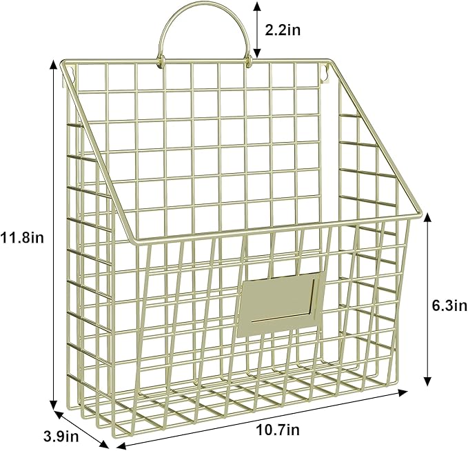 Yuzehuaza Wall File Organizer Mesh Hanging Wall Files Holder,Magazine Rack and Mail Basket with Hooks, Office Wall Organizer 