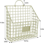 Yuzehuaza Wall File Organizer Mesh Hanging Wall Files Holder,Magazine Rack and Mail Basket with Hooks, Office Wall Organizer 