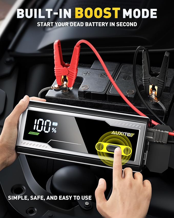 AUXITO 9500A Jump Starter, 12V Car Battery Jump Starter, Up to All Gas/All Diesel Engine with LED Display, 30W Type-C Fast