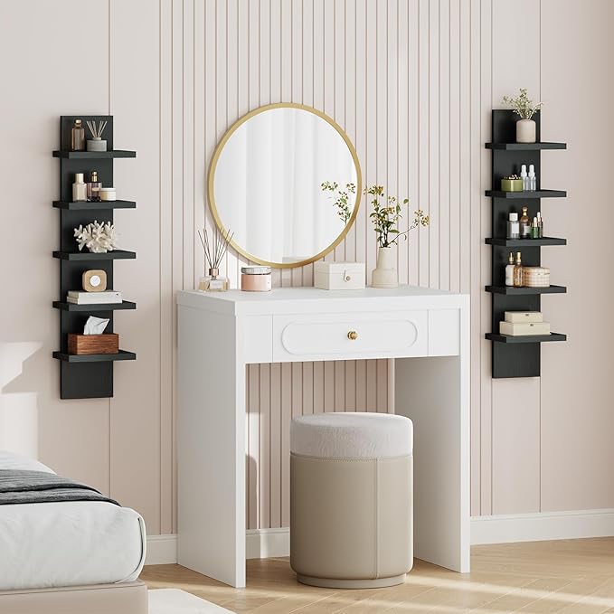 HOOBRO 5 Tier Wall Shelf Unit, 2 Pack Floating Shelves Wall Mounted, Wall Mount Vertical Shelving, Floating Storage Rack, Org