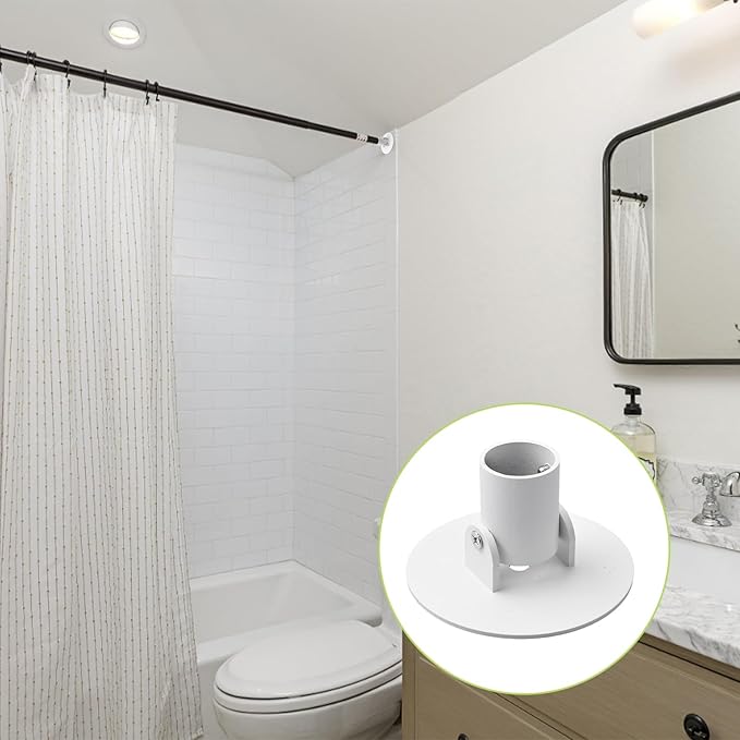 Shower Curtain Rod Bracket, 2Pcs 26mm Inner Diameter Titanium Steel Shower Curtain Rod Single Swivel Flange Easy Installation