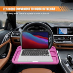 ZIMISI Car Steering Wheel Tray, Computer Office Car Table Tray, Automotive Trays for Eating, Multipurpose Vehicle Desk Travel Accessories for Laptop, Food, Fits Most Steering Wheel (Pink)