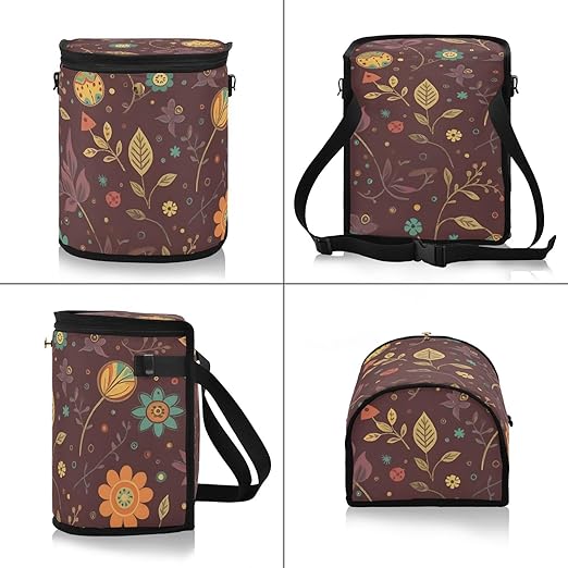 Linqin Autumn Floral Car Trash Can with Lid, Leak Proof, Waterproof, 670 Cubic Inches, 9.1 x 7.1 x 11 inches, Multipurpose Trash Bin for Car, SUV, Truck