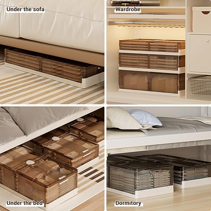2Pack Under Bed Storage Containers, Stackable Rolling Storage Plastic Containers, Multi-Purpose Rolling Low Profile Bins with