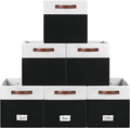 FinishingBo 6-Pack Storage Cubes with Handles & Label Holders Basket, Closet Cube Home Organizer Bins(White/Black, 13 x 13 x 