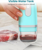 FEPPO Vacuum Sealer for Food with Visible Water Tank, Handheld Saver Compact Vacuum Sealer Machine with 30 Reusable Bags for 