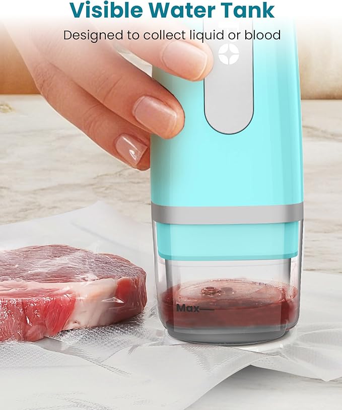 FEPPO Vacuum Sealer for Food with Visible Water Tank, Handheld Saver Compact Vacuum Sealer Machine with 30 Reusable Bags for 