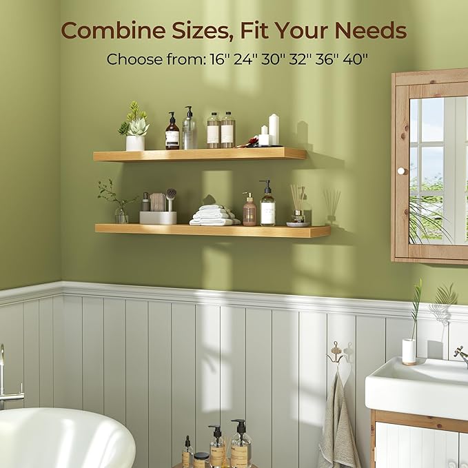 Fun Memories Floating Shelves for Wall 40 Inch Set of 3, Farmhouse Floating Shelves with Invisible Heavy Duty Bracket, 10 Inc